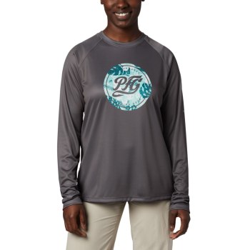 Columbia PFG Tidal Printed Medallion Long Sleeve, Sudaderas Grises Verde Menta Para Mujer | 631297-T